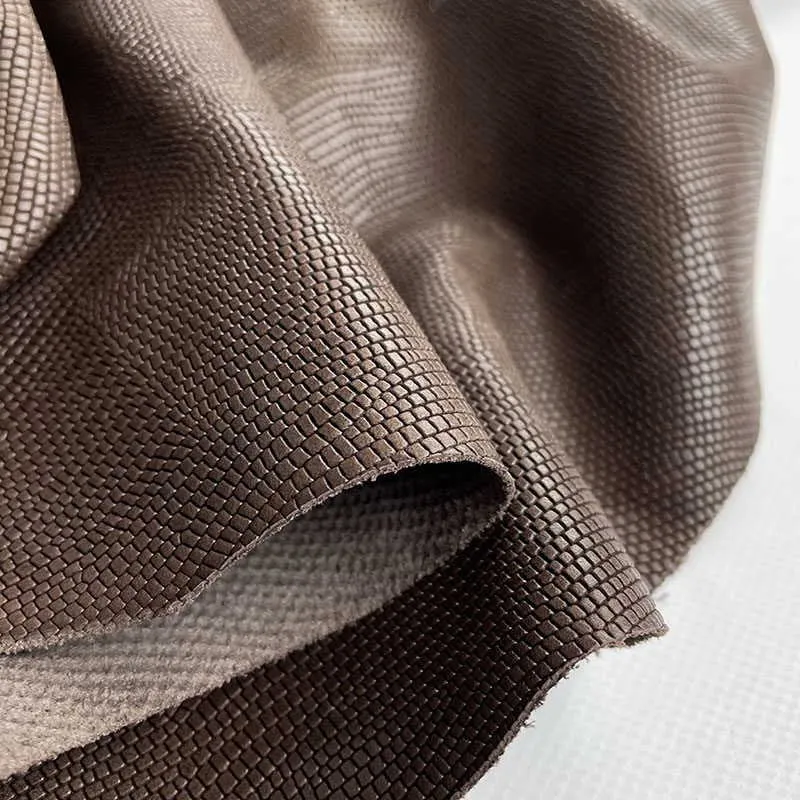 Brown Lizard Print Leather