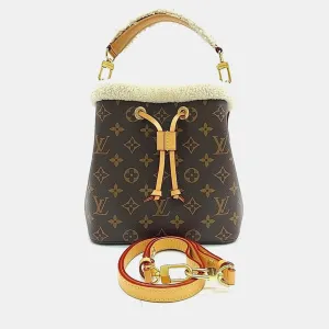 Brown Monogram Canvas Shearling Neonoe BB Tote Bag