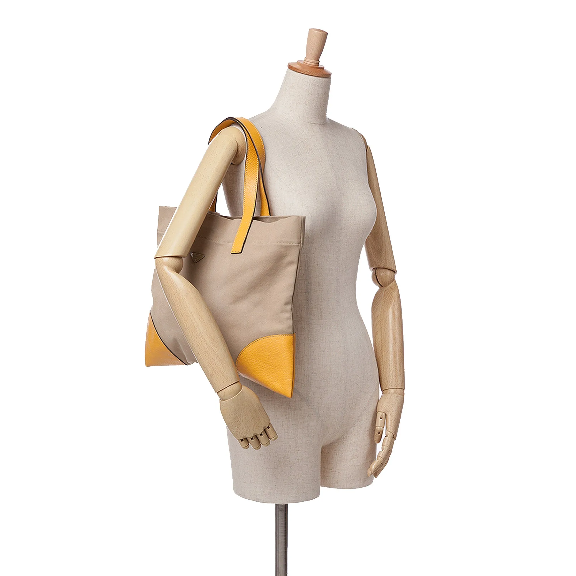 Brown Prada Cinghiale Trimmed Canapa Tote
