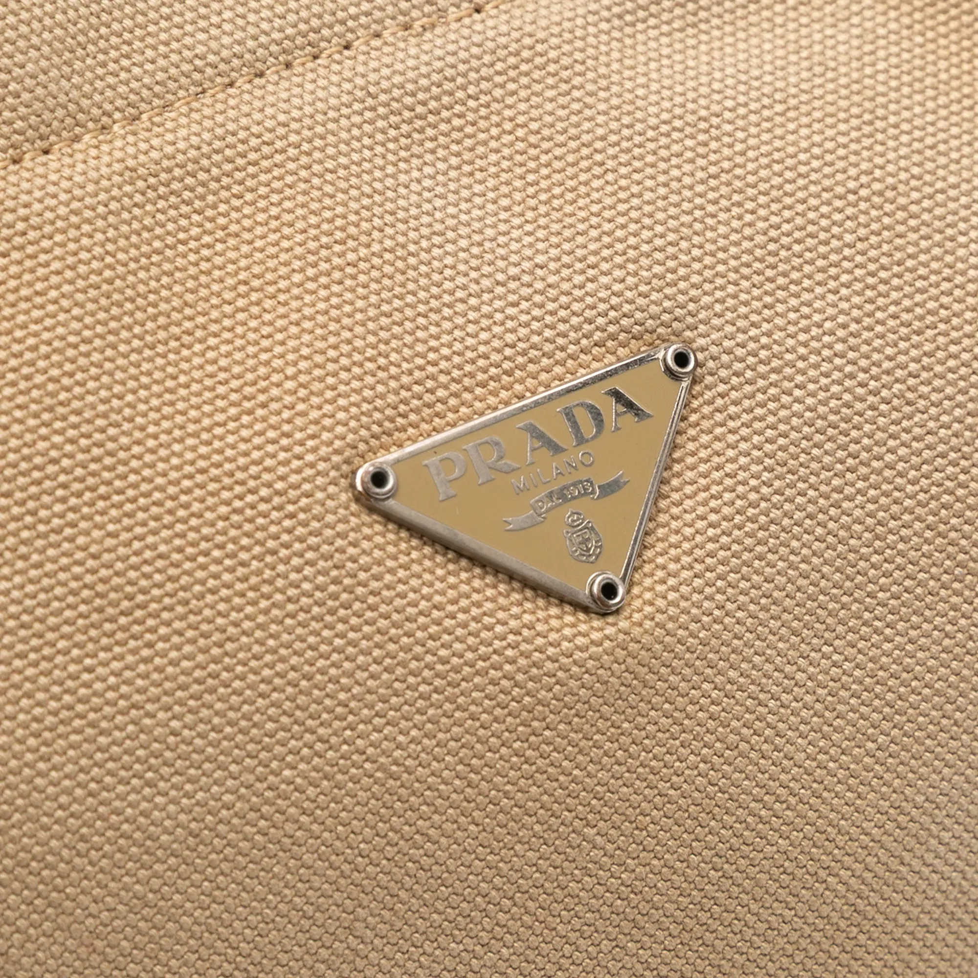 Brown Prada Cinghiale Trimmed Canapa Tote