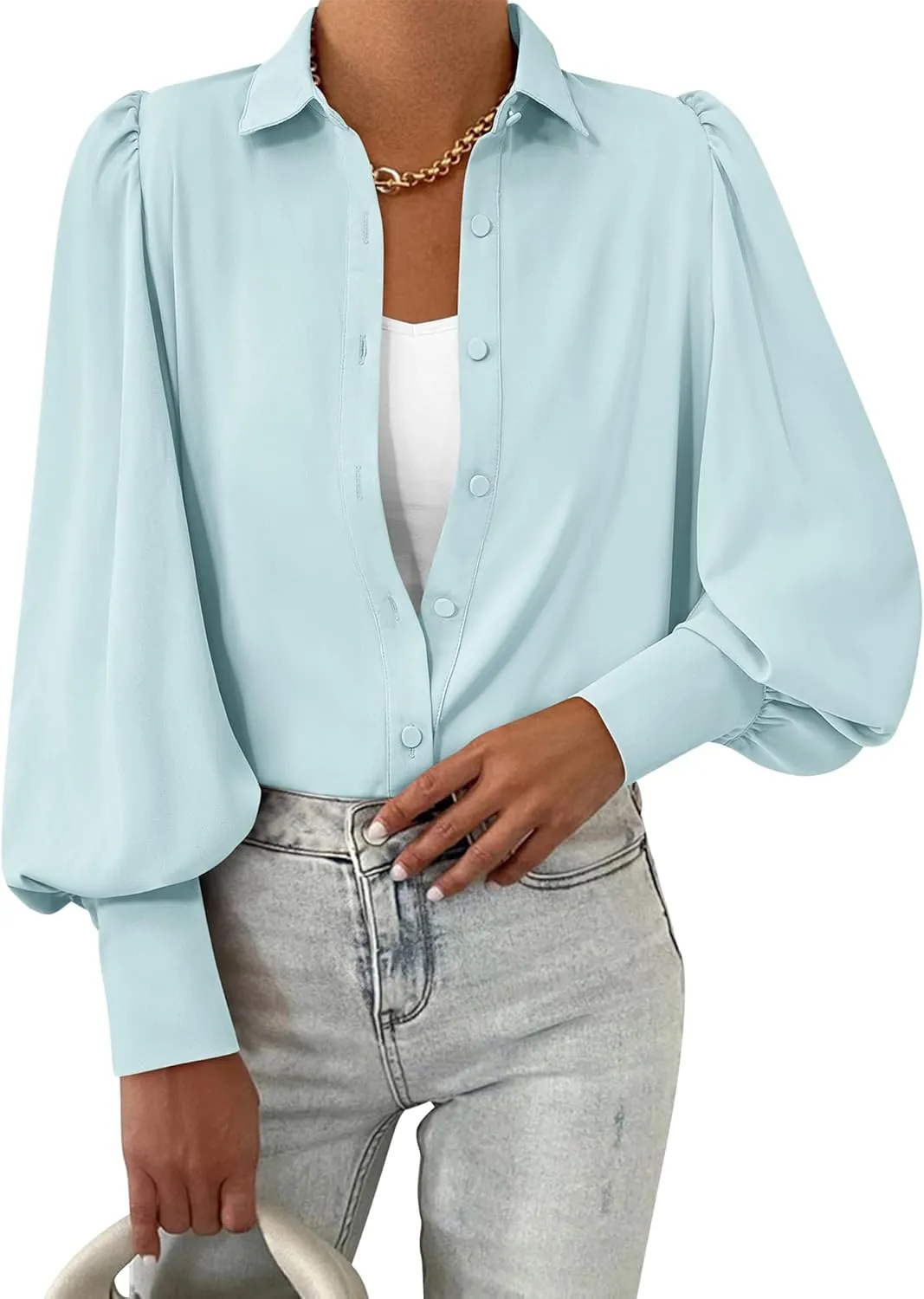 BTFBM Women Fashion Button Down Shirts V Neck Printed Solid Boho Long Sleeve Blouses Dressy Casual Summer Spring Tops