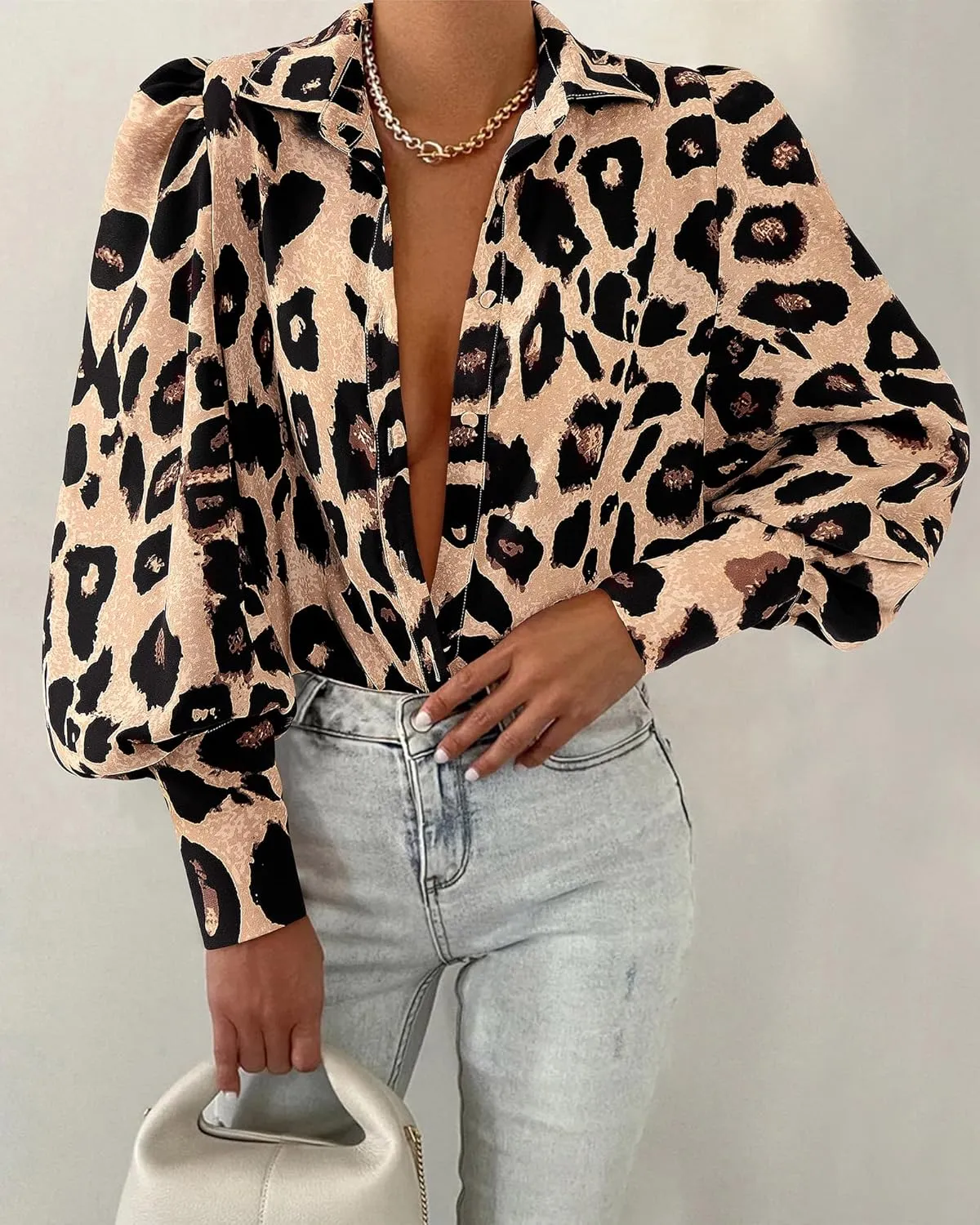 BTFBM Women Fashion Button Down Shirts V Neck Printed Solid Boho Long Sleeve Blouses Dressy Casual Summer Spring Tops