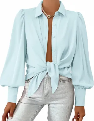 BTFBM Women Fashion Button Down Shirts V Neck Printed Solid Boho Long Sleeve Blouses Dressy Casual Summer Spring Tops