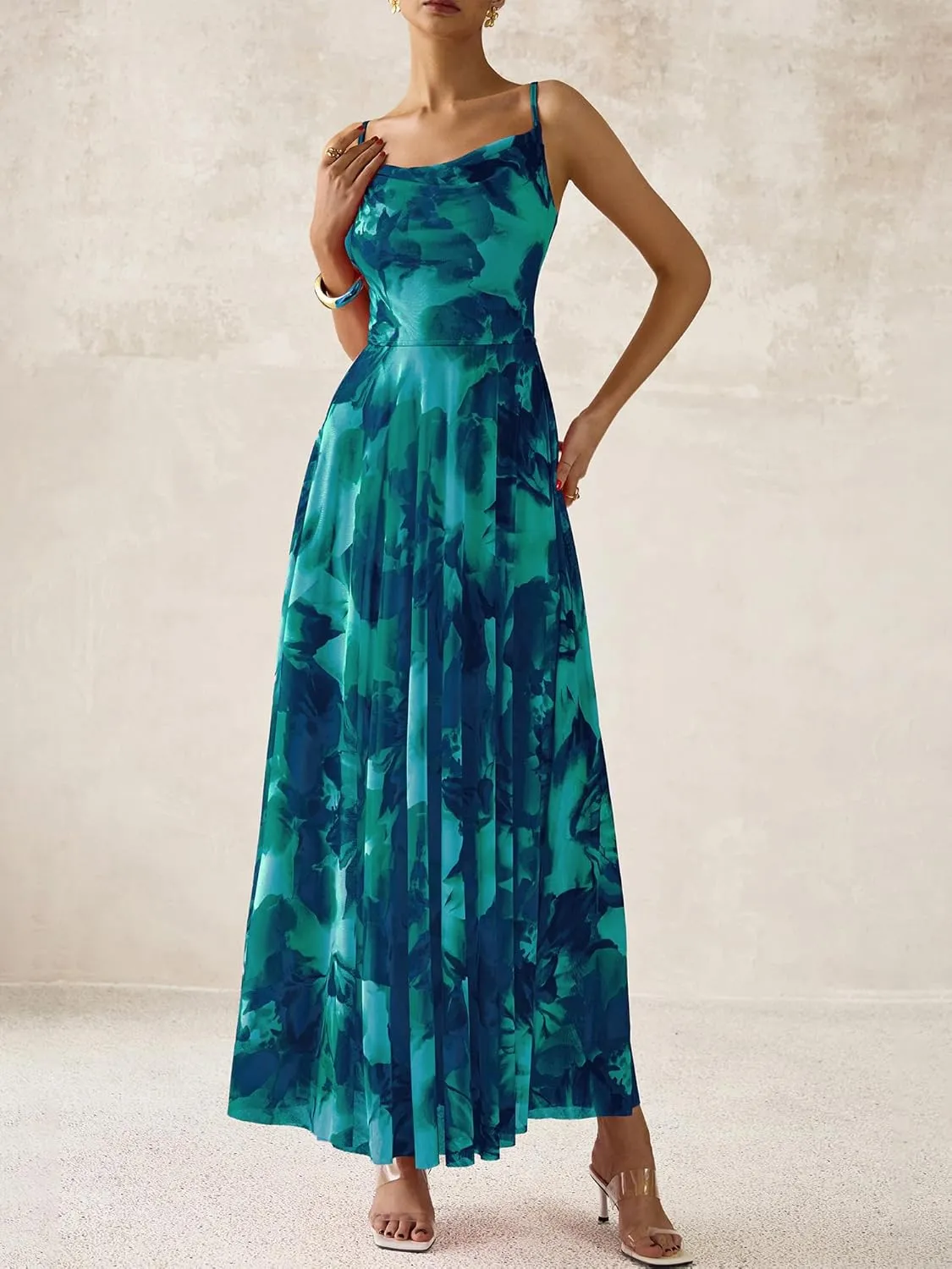 BTFBM Women Summer Floral Maxi Dresses Elegant Spaghetti Strap Dress Printed Party Dress Beach Long Dresses