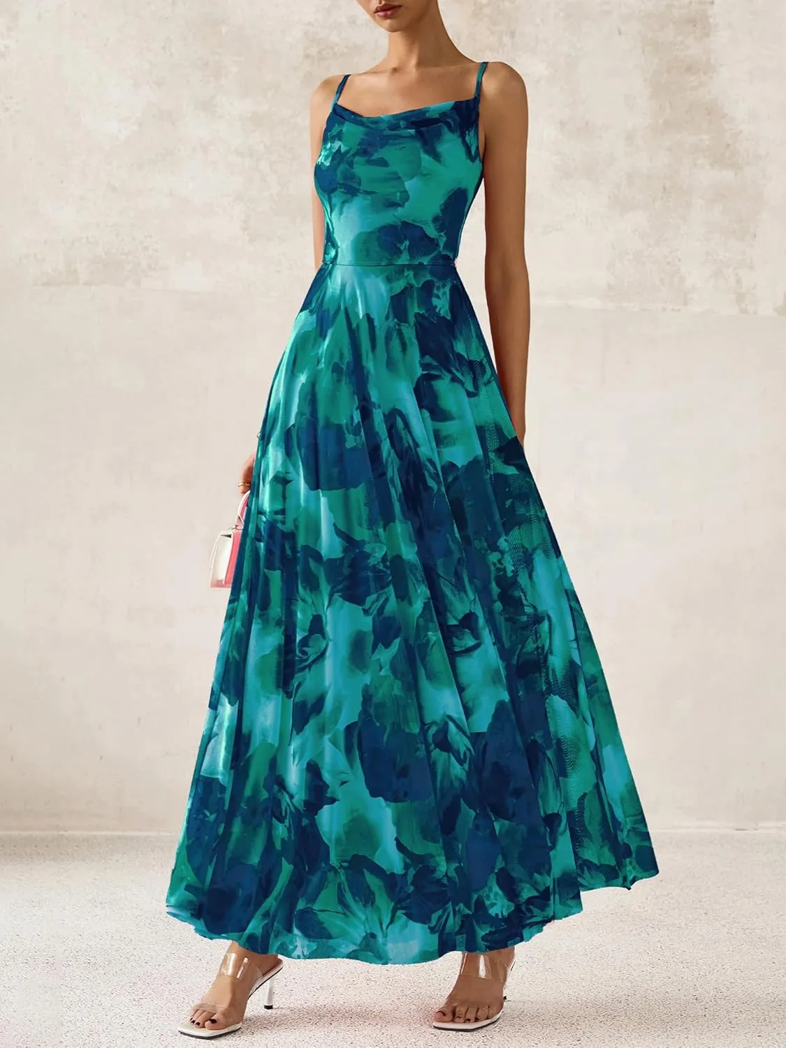BTFBM Women Summer Floral Maxi Dresses Elegant Spaghetti Strap Dress Printed Party Dress Beach Long Dresses