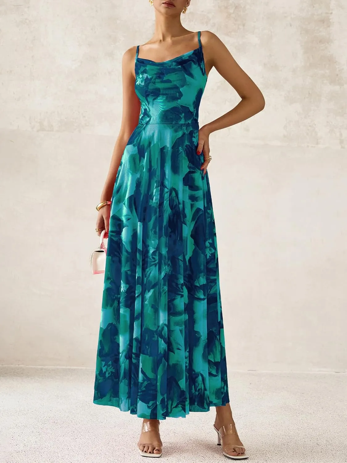 BTFBM Women Summer Floral Maxi Dresses Elegant Spaghetti Strap Dress Printed Party Dress Beach Long Dresses