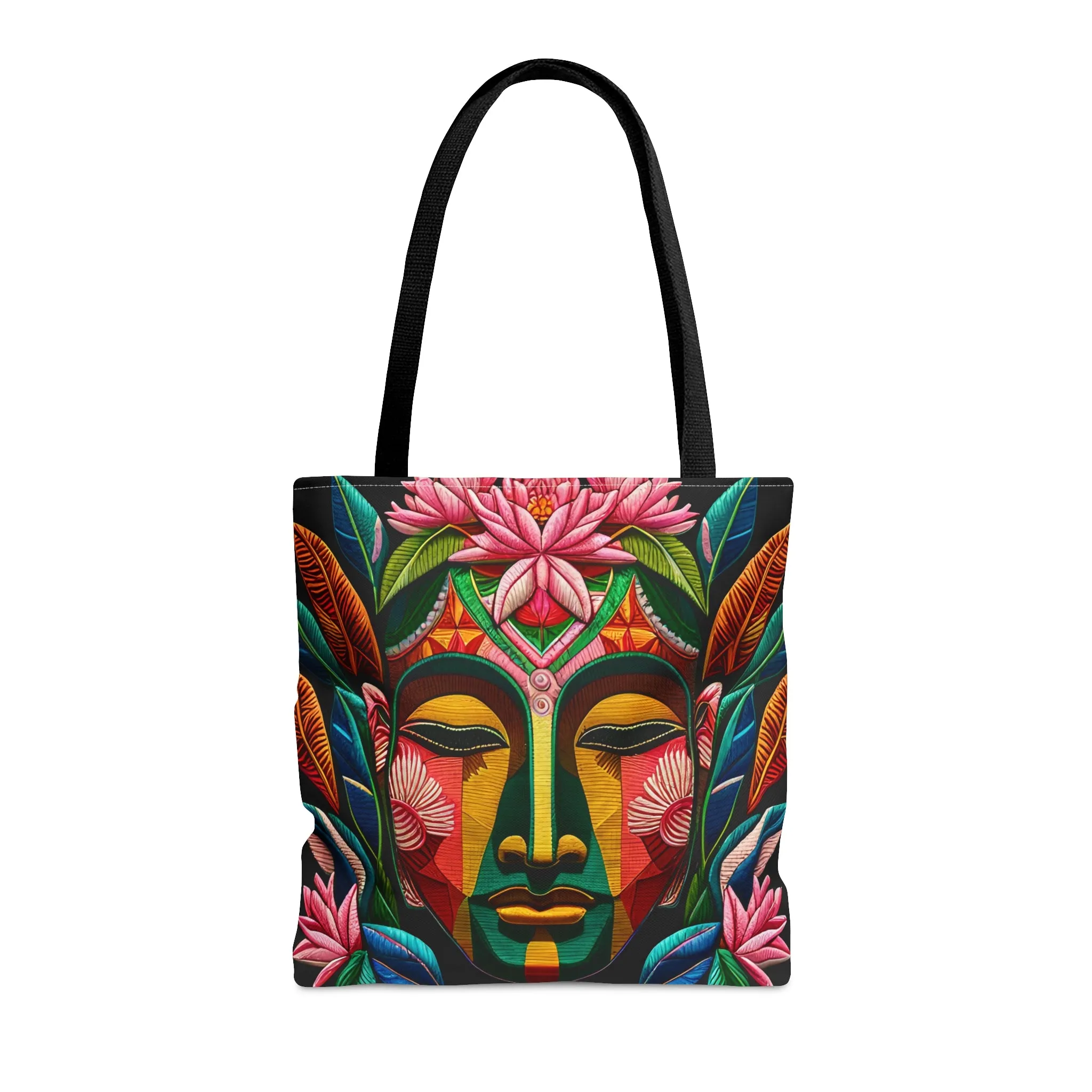 Buddha Face Floral Tote