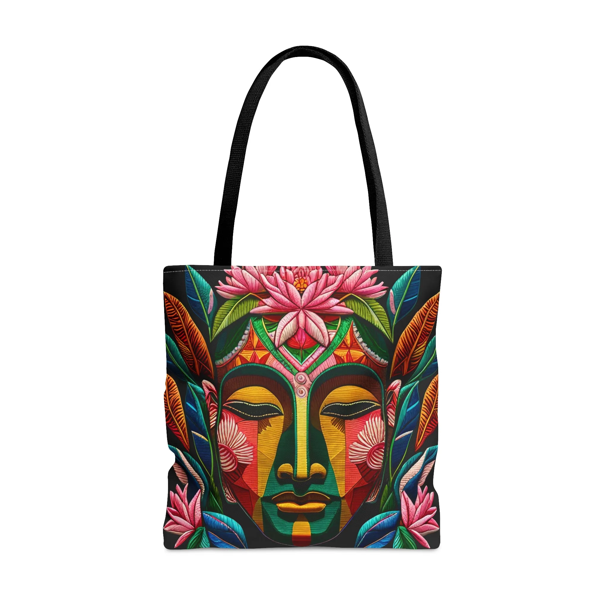 Buddha Face Floral Tote