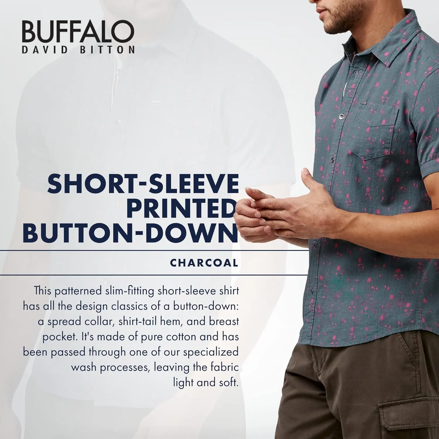 Buffalo David Bitton Men's Short Sleeve Printed Button Down