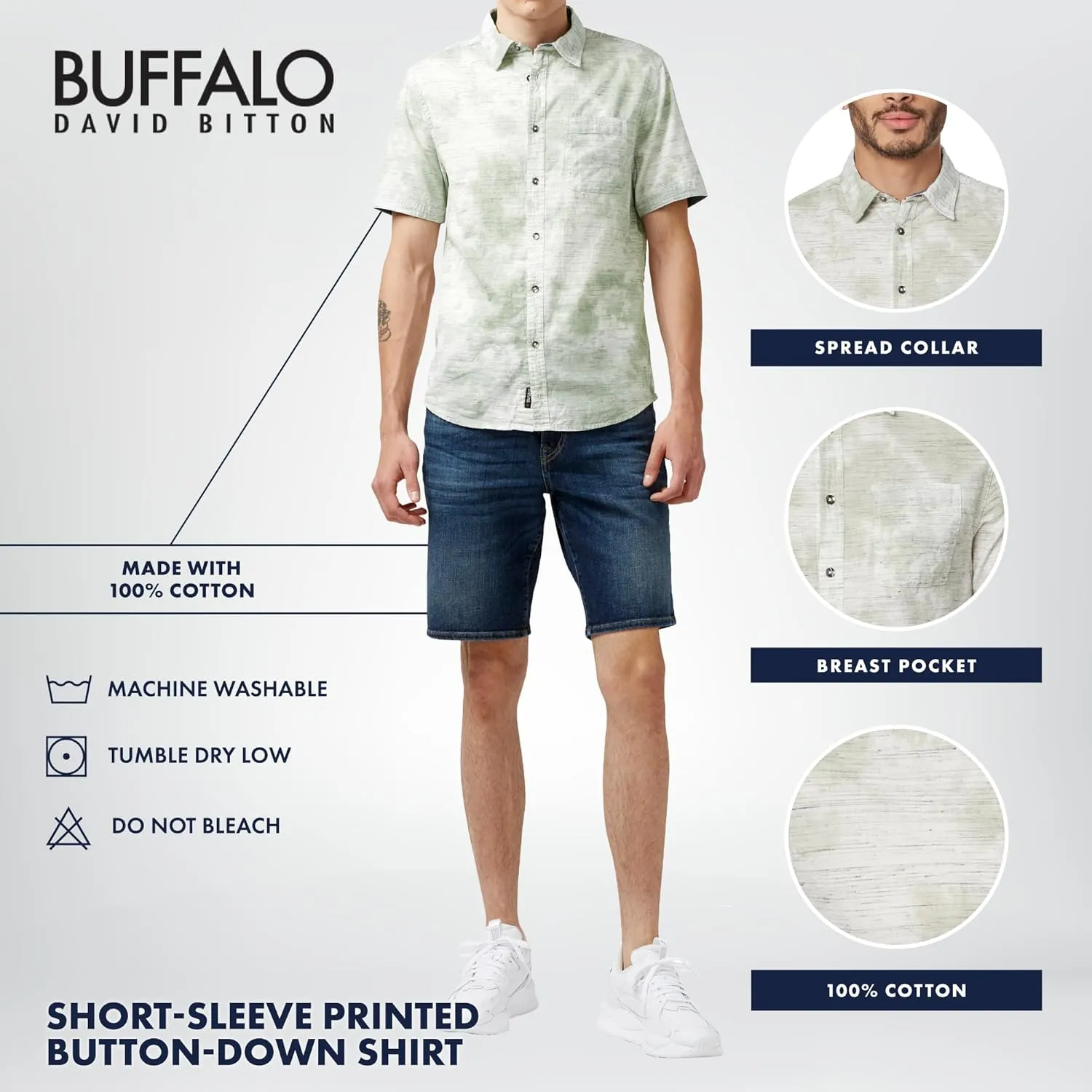 Buffalo David Bitton Men's Short Sleeve Printed Button Down