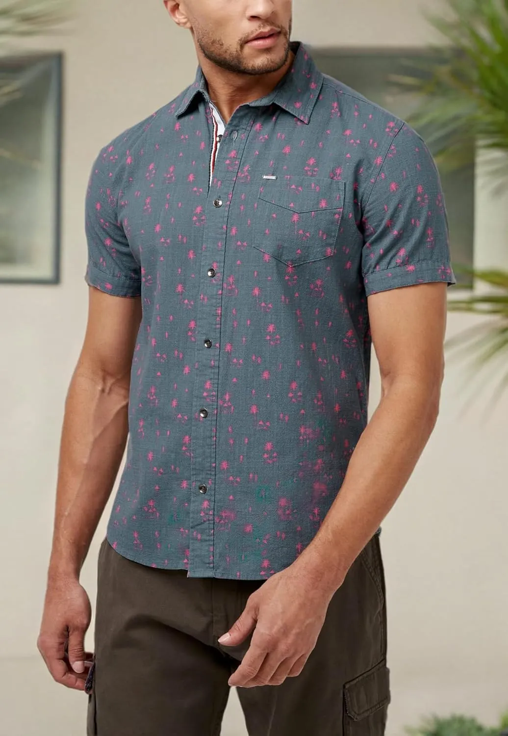 Buffalo David Bitton Men's Short Sleeve Printed Button Down