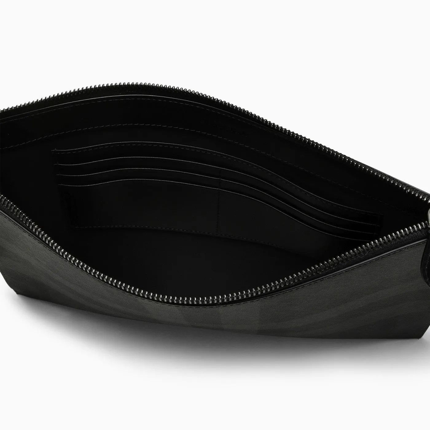 Burberry Charcoal Grey Zipped Pouch Check