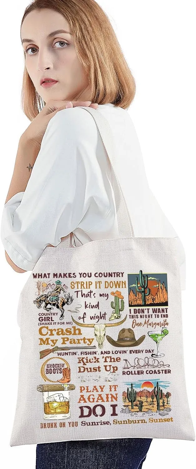 BWKTOP Western Music Tote Bag Singer Lover Gifts Album Bag Singer Merchandise