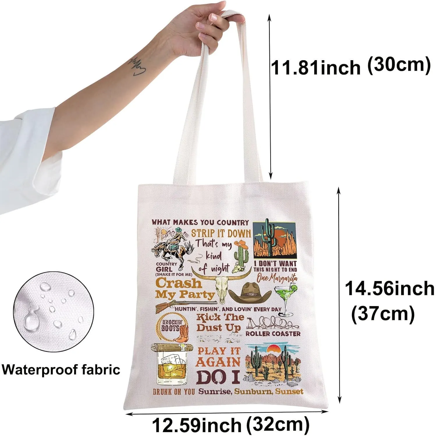 BWKTOP Western Music Tote Bag Singer Lover Gifts Album Bag Singer Merchandise