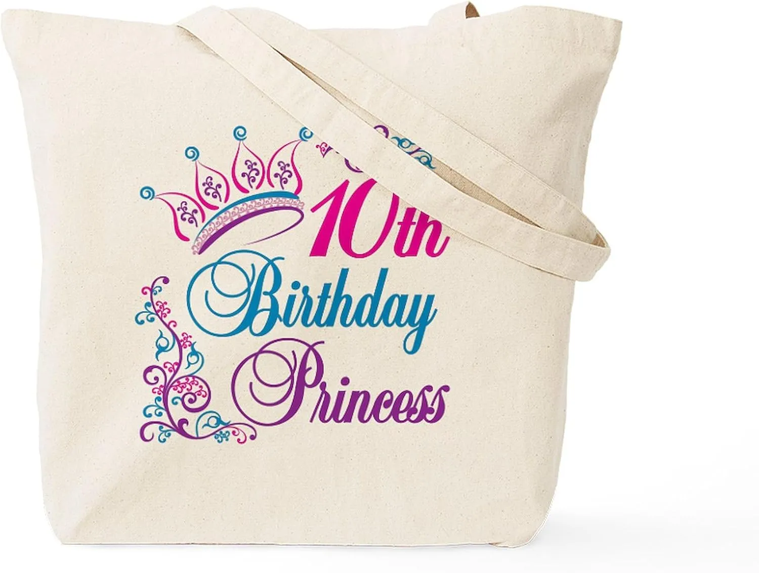 CafePress 10Th Birthday Princess Tote Bag Reusable Natural Beige Canvas Shopping Bag