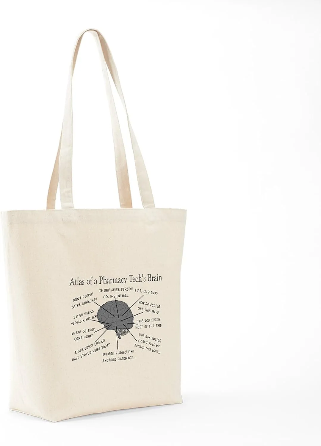 CafePress Atlas Of A Pharmacy Techs Brain Tote Bag Reusable Natural Beige Canvas Shopping Bag