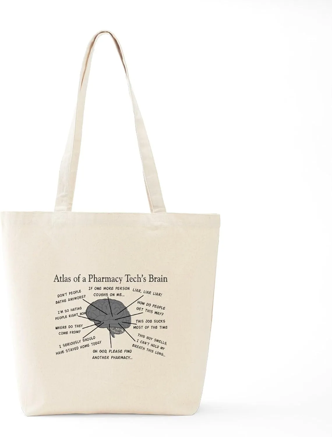 CafePress Atlas Of A Pharmacy Techs Brain Tote Bag Reusable Natural Beige Canvas Shopping Bag