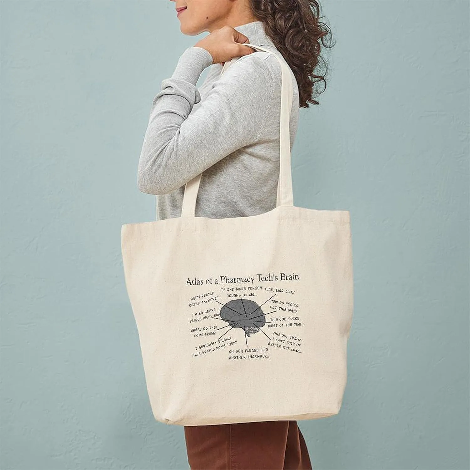 CafePress Atlas Of A Pharmacy Techs Brain Tote Bag Reusable Natural Beige Canvas Shopping Bag