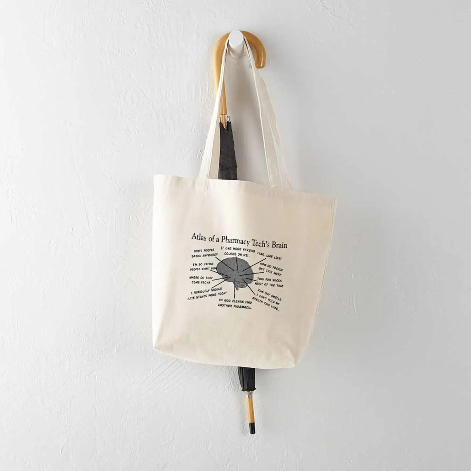 CafePress Atlas Of A Pharmacy Techs Brain Tote Bag Reusable Natural Beige Canvas Shopping Bag