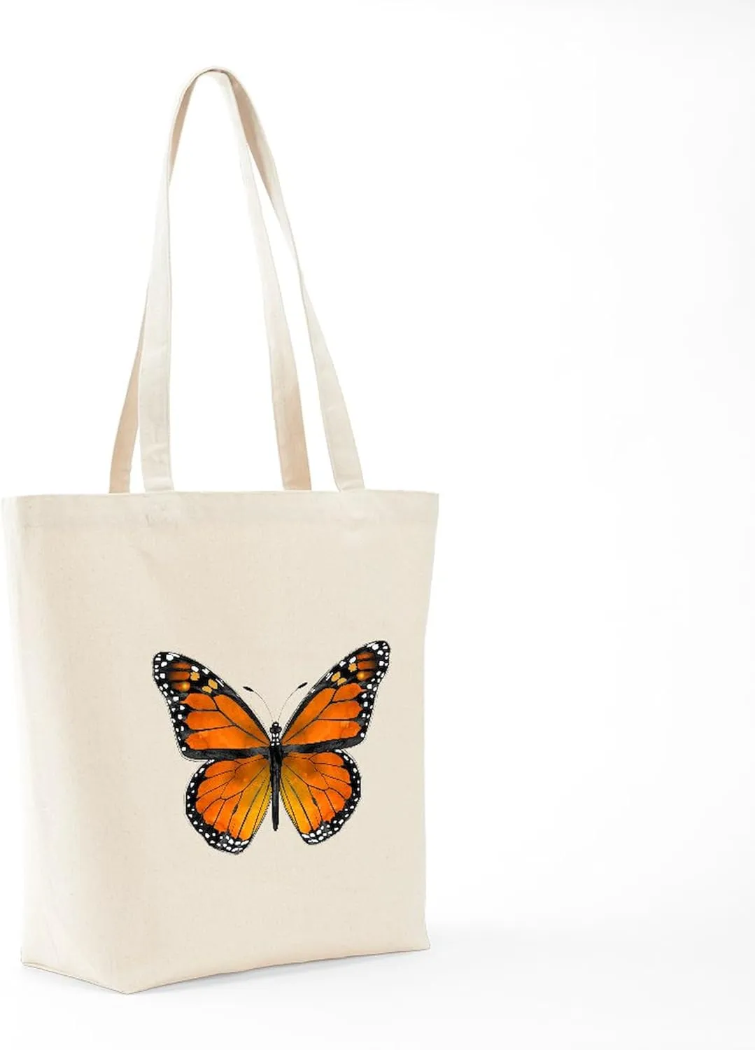 CafePress Monarch Butterfly Tote Bag Reusable Natural Beige Canvas Shopping Bag