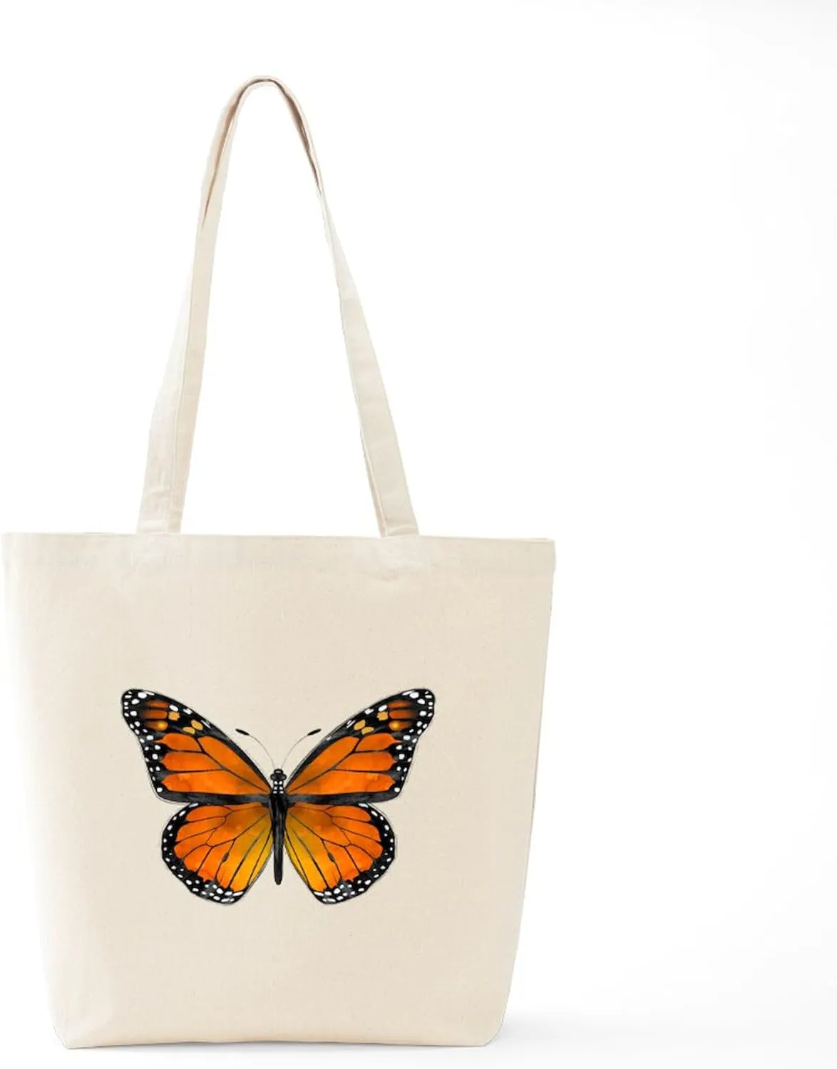 CafePress Monarch Butterfly Tote Bag Reusable Natural Beige Canvas Shopping Bag