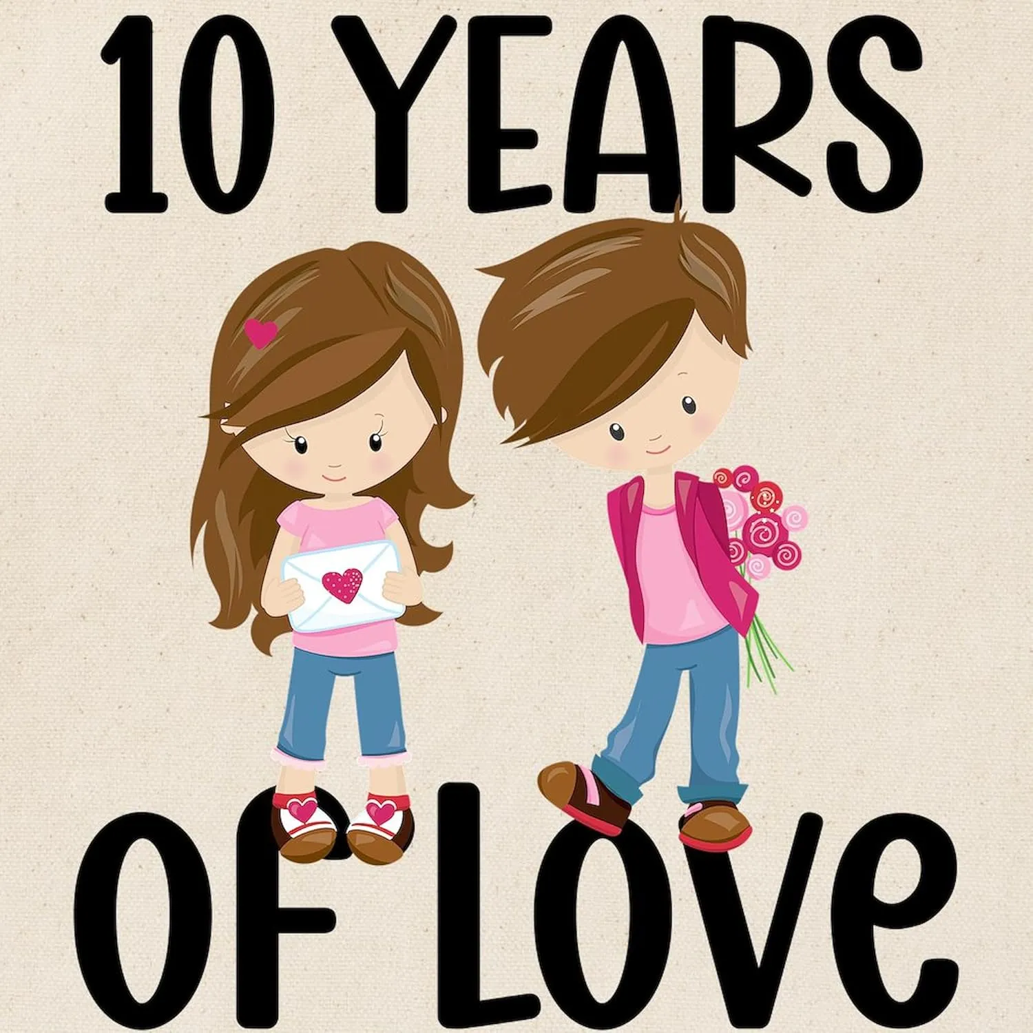 CafePress Tenth Anniversary 10 Years Of Lo Reusable Natural Beige Canvas Shopping Bag