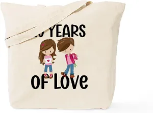 CafePress Tenth Anniversary 10 Years Of Lo Reusable Natural Beige Canvas Shopping Bag