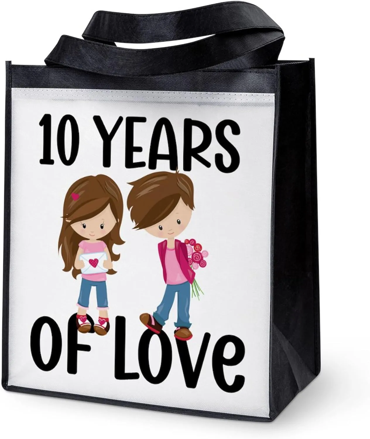 CafePress Tenth Anniversary 10 Years Reusable Collapsible Grocery Bag
