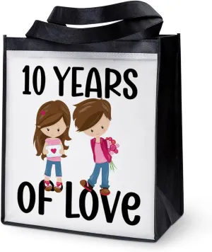 CafePress Tenth Anniversary 10 Years Reusable Collapsible Grocery Bag