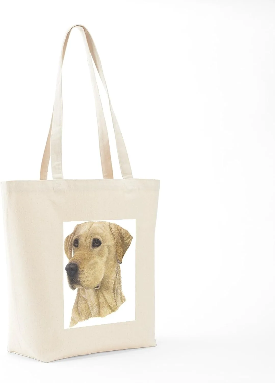 CafePress Yellow Lab Tote Bag Reusable Natural Beige Canvas Shopping Bag