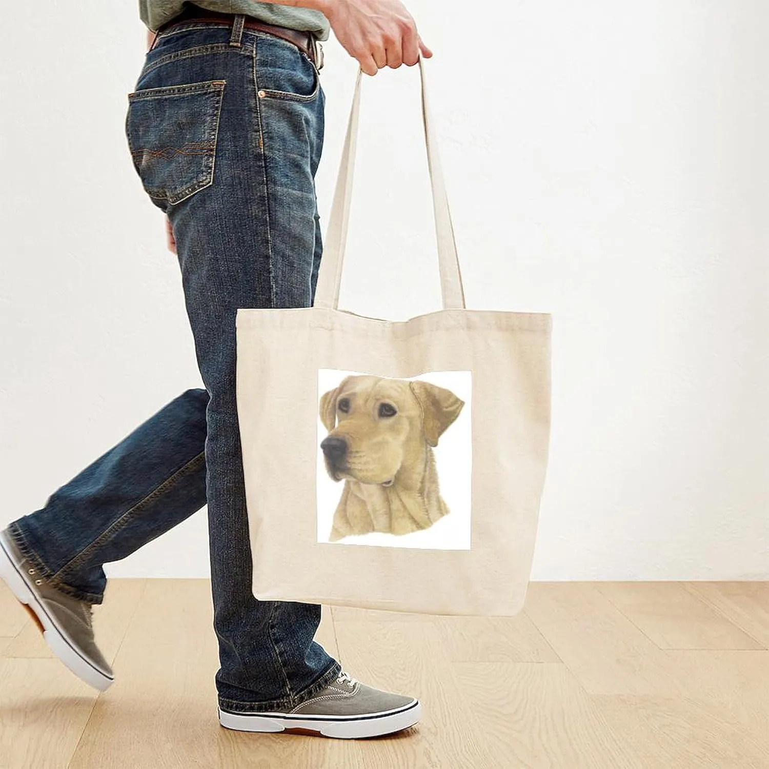 CafePress Yellow Lab Tote Bag Reusable Natural Beige Canvas Shopping Bag