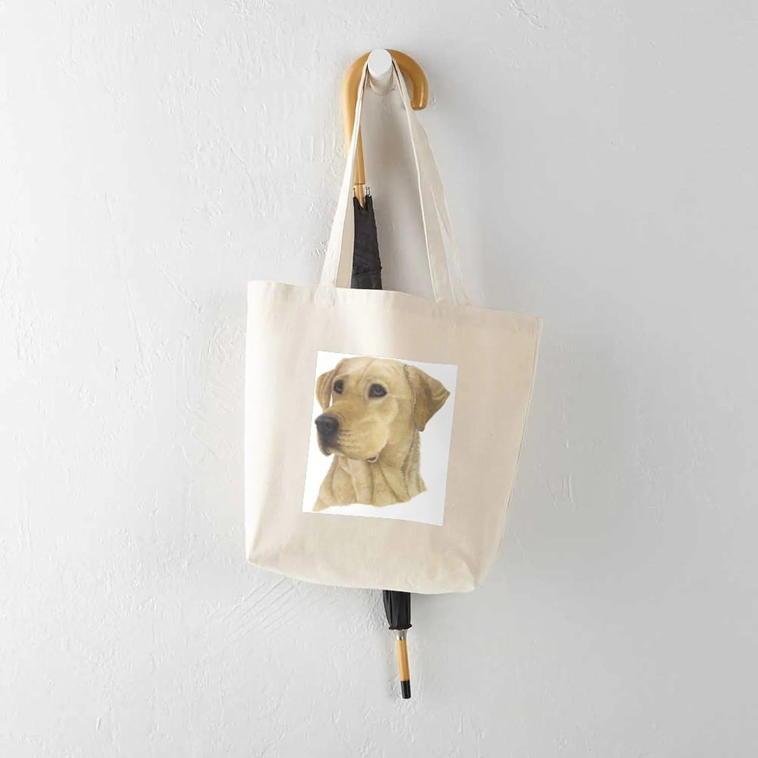 CafePress Yellow Lab Tote Bag Reusable Natural Beige Canvas Shopping Bag