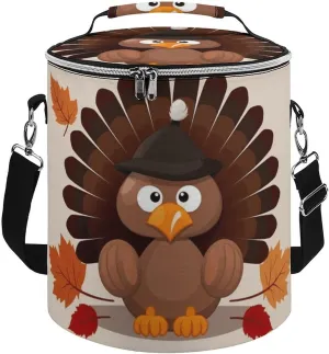 Camping Cooler Bag, Dark Brown Turkey Printed Cooler Bag,Insulated Travel Cooler Bag,Food Cooler Bag