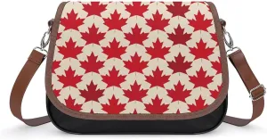 Canada Maple Leaf Pattern Crossbody Bags for Women PU Leather Tote Bag Purse Shoulder Bag for Travel Office