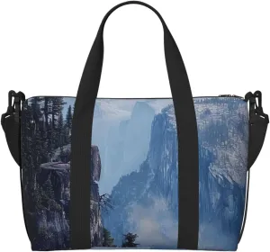 Canadian Smokey Mountain Cliff Printed Travel Duffel Bag for Men Women Shoulder Weekender Overnight Bags for for Beach Swim Sports Gym