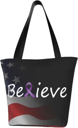 Cancer Believe Pancreatic Cancer Fashion Shoulder Bag Large Capacity For Man Or Woman