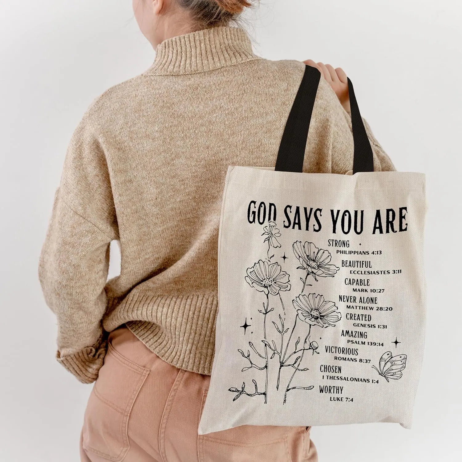Canvas Tote Bag Aesthetic for Women, Cute Tote Bag with Zipper Pocket, Heavy Duty Reusable Shopping Bags for Grocery
