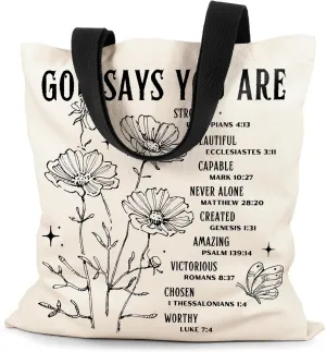 Canvas Tote Bag Aesthetic for Women, Cute Tote Bag with Zipper Pocket, Heavy Duty Reusable Shopping Bags for Grocery