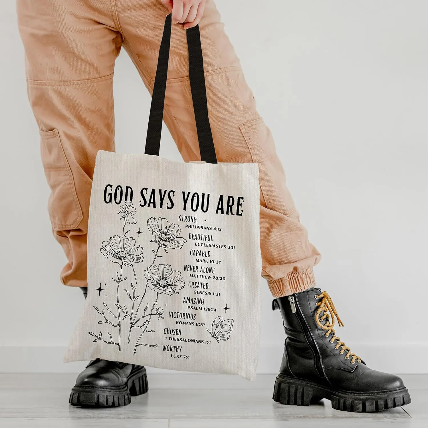 Canvas Tote Bag Aesthetic for Women, Cute Tote Bag with Zipper Pocket, Heavy Duty Reusable Shopping Bags for Grocery
