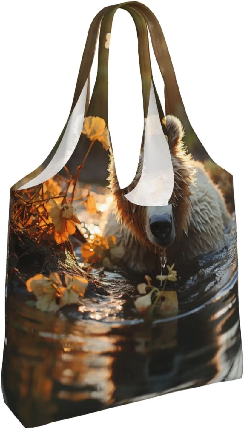 Canvas Tote Bag Lightweight Reusable Grocery Shopping Bag Big Eyed Dog Handbag for Women Men
