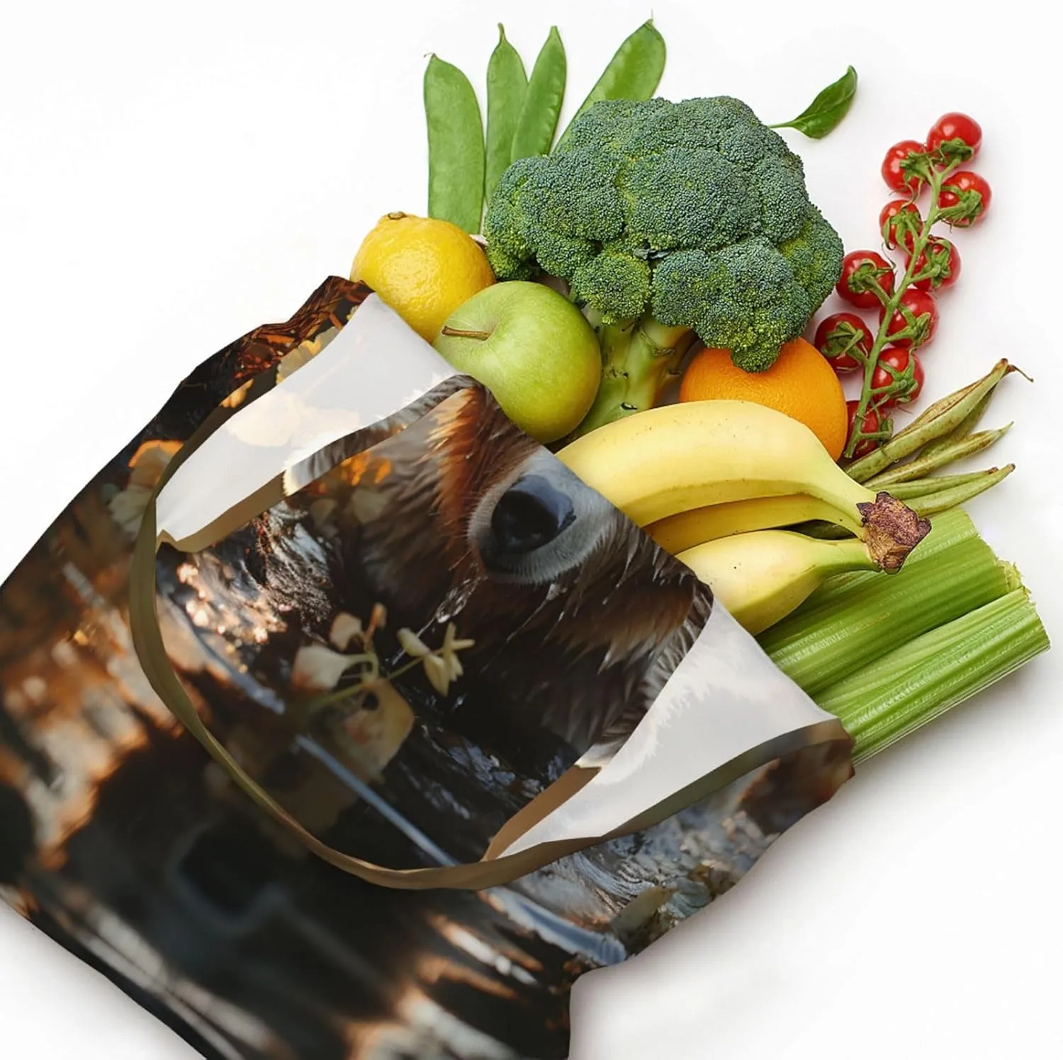 Canvas Tote Bag Lightweight Reusable Grocery Shopping Bag Big Eyed Dog Handbag for Women Men