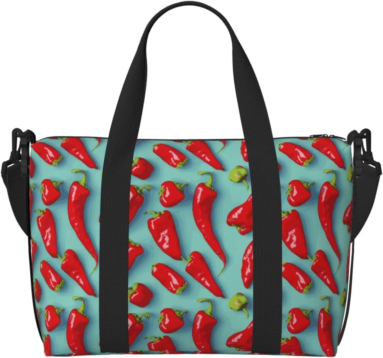 Carry On Duffle Bags Overnight Weekender Bags for Women, Chili bell Pepper Print Personal Item Travel Bag, Travel Essentials Sport Gym Bag for Men Women