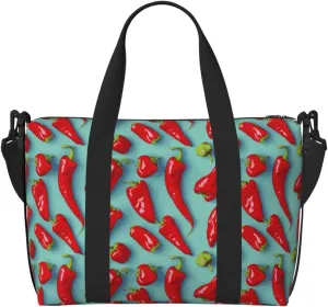 Carry On Duffle Bags Overnight Weekender Bags for Women, Chili bell Pepper Print Personal Item Travel Bag, Travel Essentials Sport Gym Bag for Men Women