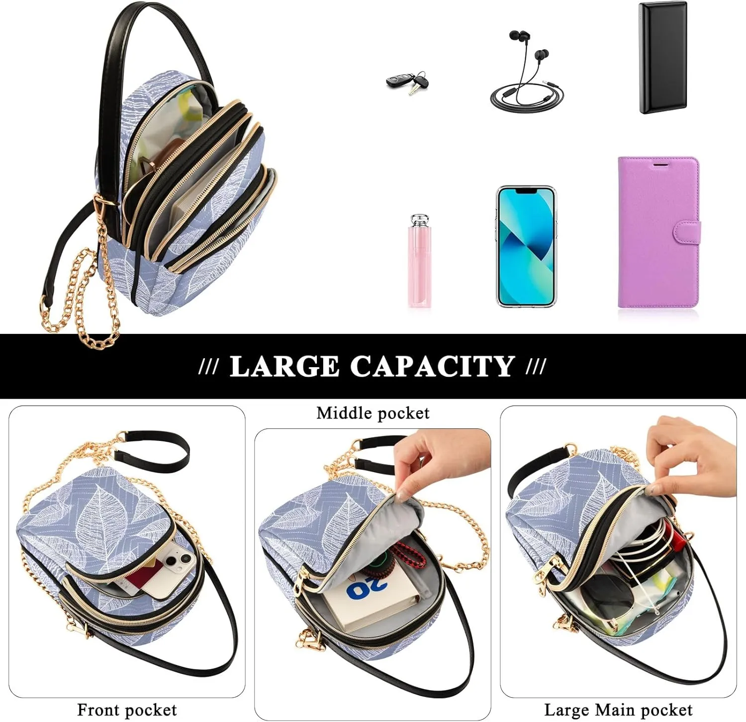 Cartoon Small Handbag Crossbody Bag for Women Quilted Bags Shoulder Purse Phone Wallet Chain Bag
