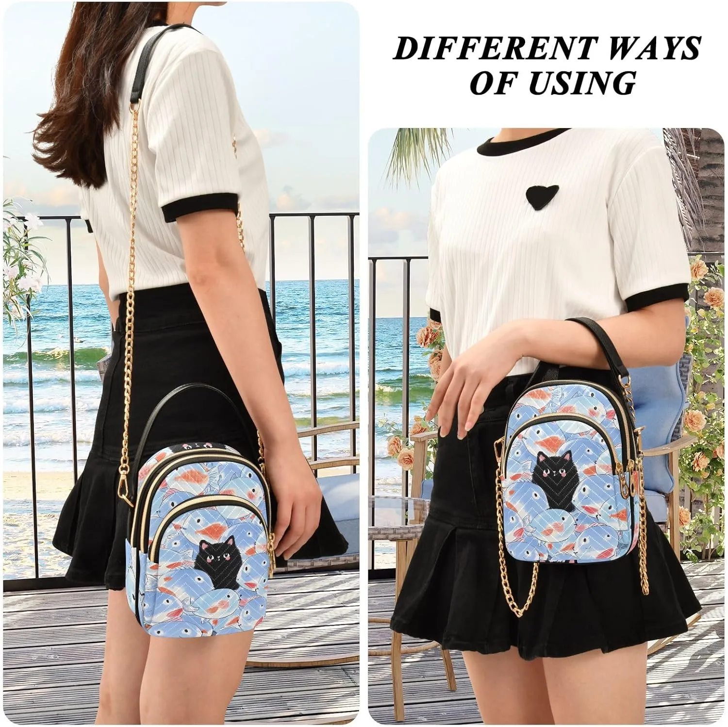 Cartoon Small Handbag Crossbody Bag for Women Quilted Bags Shoulder Purse Phone Wallet Chain Bag