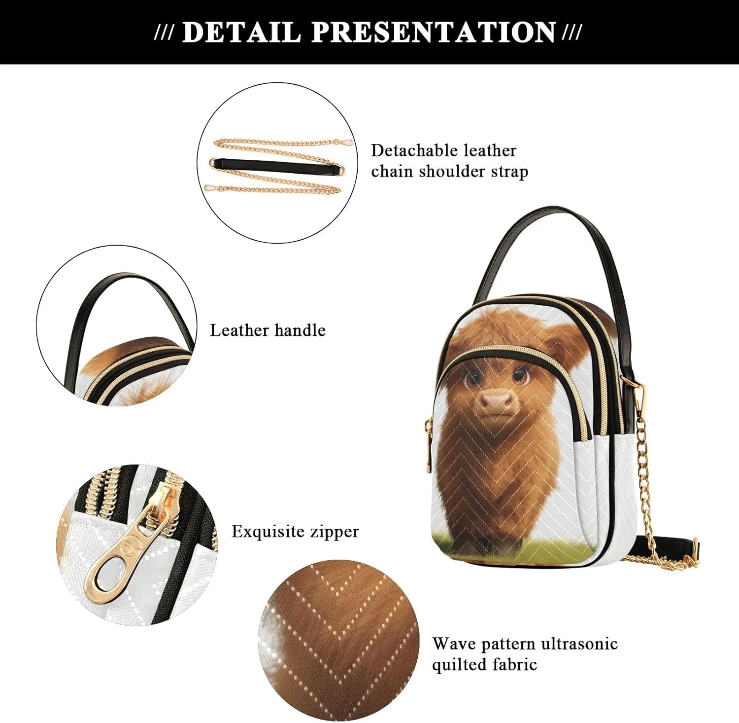 Cartoon Small Handbag Crossbody Bag for Women Quilted Bags Shoulder Purse Phone Wallet Chain Bag