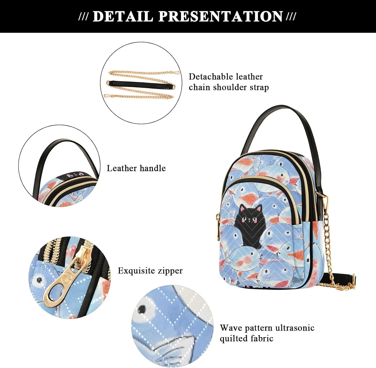 Cartoon Small Handbag Crossbody Bag for Women Quilted Bags Shoulder Purse Phone Wallet Chain Bag