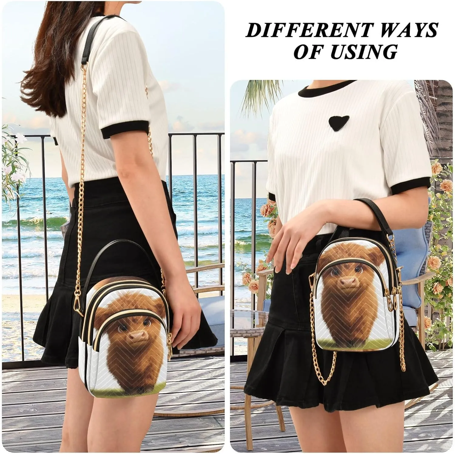Cartoon Small Handbag Crossbody Bag for Women Quilted Bags Shoulder Purse Phone Wallet Chain Bag