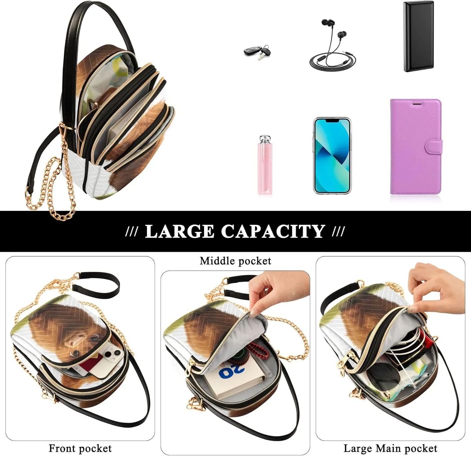 Cartoon Small Handbag Crossbody Bag for Women Quilted Bags Shoulder Purse Phone Wallet Chain Bag