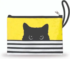 Cat Gifts for Women - Makeup Bags for Women - Small Cosmetic Bag for Purse - Makeup Bags with Zipper - Cute Toiletry Bag (Yellow Cat Clutch)